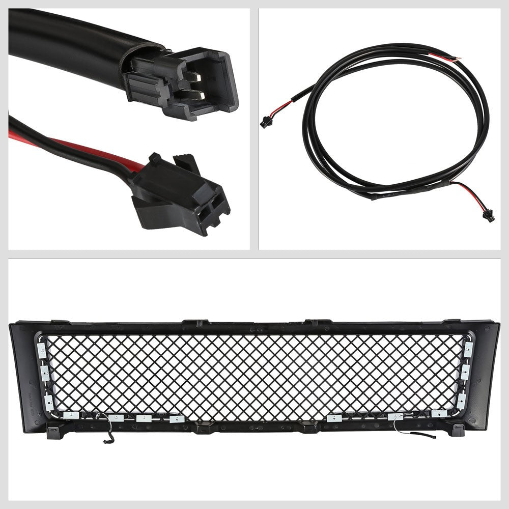 BFC-FGR-1-LB-002T2-MBK Matte Black Diamond Mesh LED DRL Front Grille BFC-FGR-1-LB-002T2-MBK