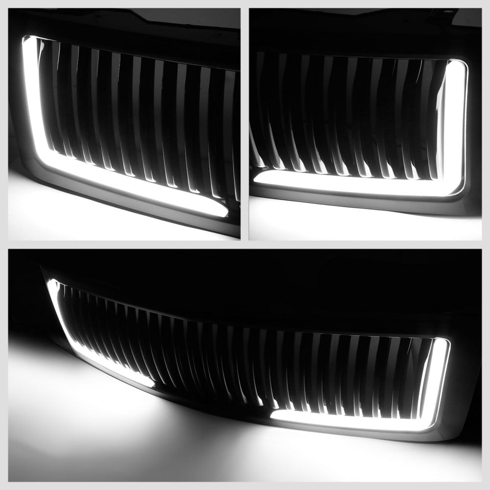 07-13 Silverado 1500 Glossy Black Vertical LED  Front Grille