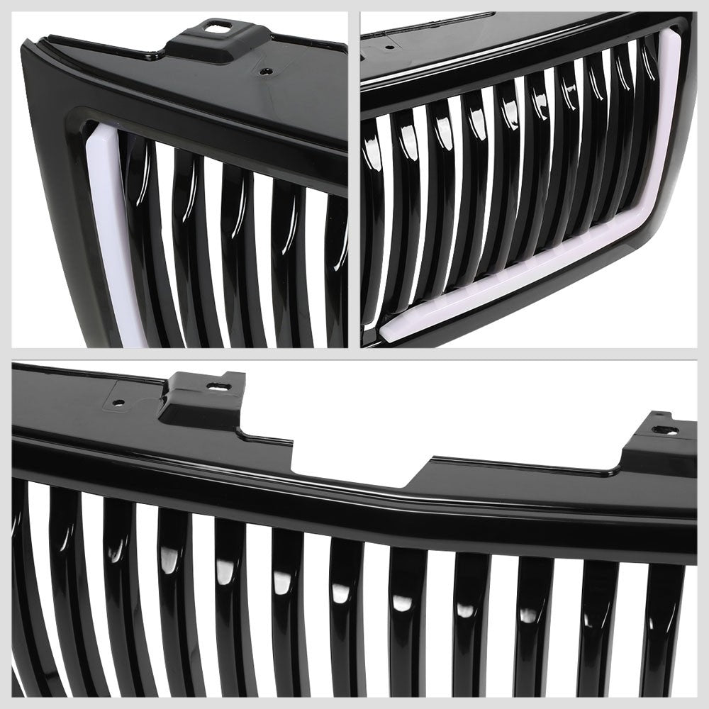 07-13 Silverado 1500 Glossy Black Vertical LED  Front Grille