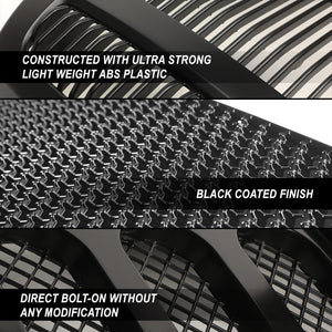 Black Glossy Vertical Slat Front Grille L-Shape LED Bar 14-15 Silverado BFC-FGR-1-LB-004-T6