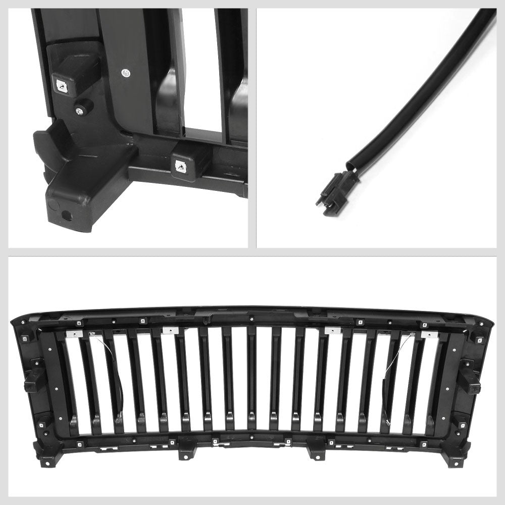 Black Glossy Vertical Slat Front Grille L-Shape LED Bar 14-15 Silverado BFC-FGR-1-LB-004-T6