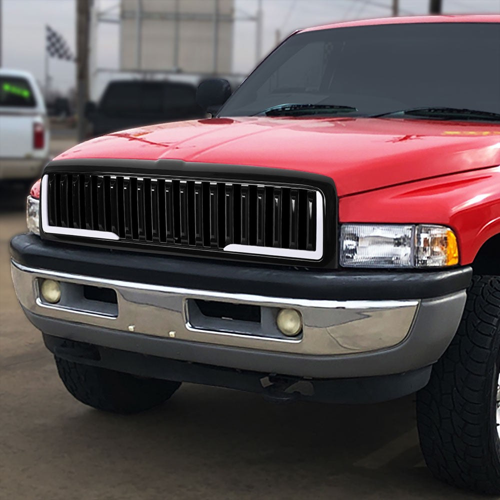 94-02 Ram 2500 Glossy Black Vertical w/LED  Front Grille