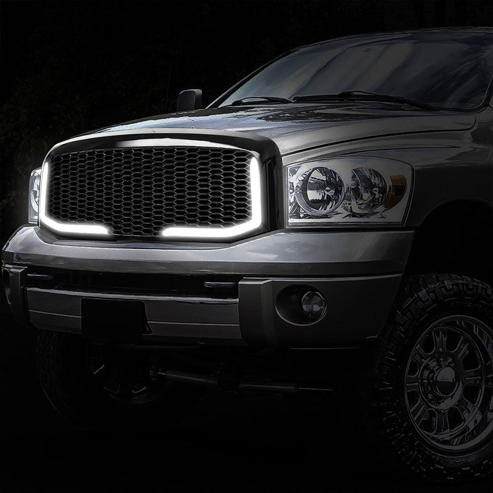 06-08 Ram 1500 Glossy Black Mesh w/LED  Front Grille