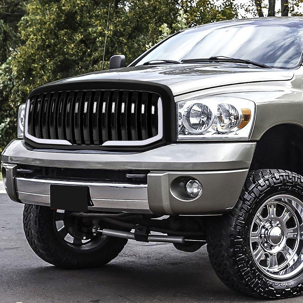 06-08 Ram 1500 Glossy Black Vertical w/LED  Front Grille