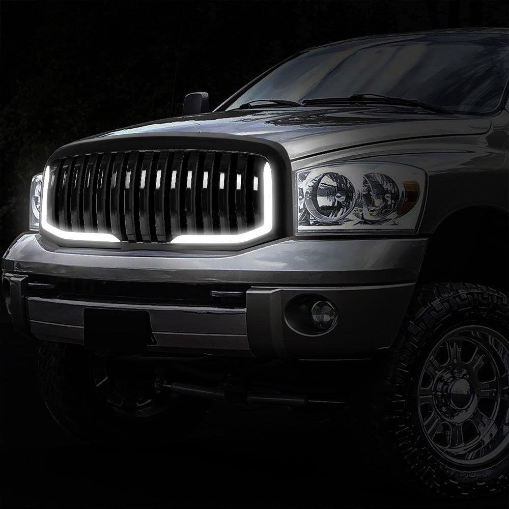 06-08 Ram 1500 Glossy Black Vertical w/LED  Front Grille