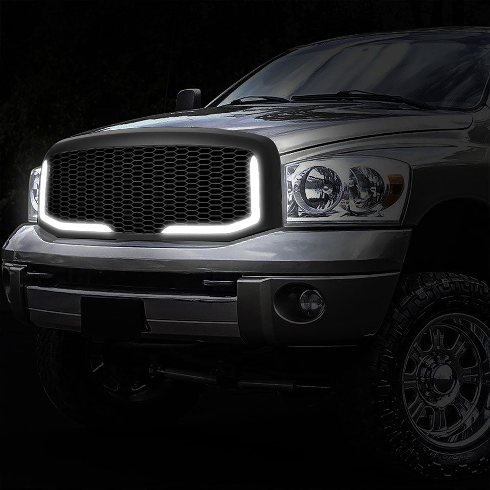 06-08 Ram 1500 Matte Black Mesh w/LED  Front Grille