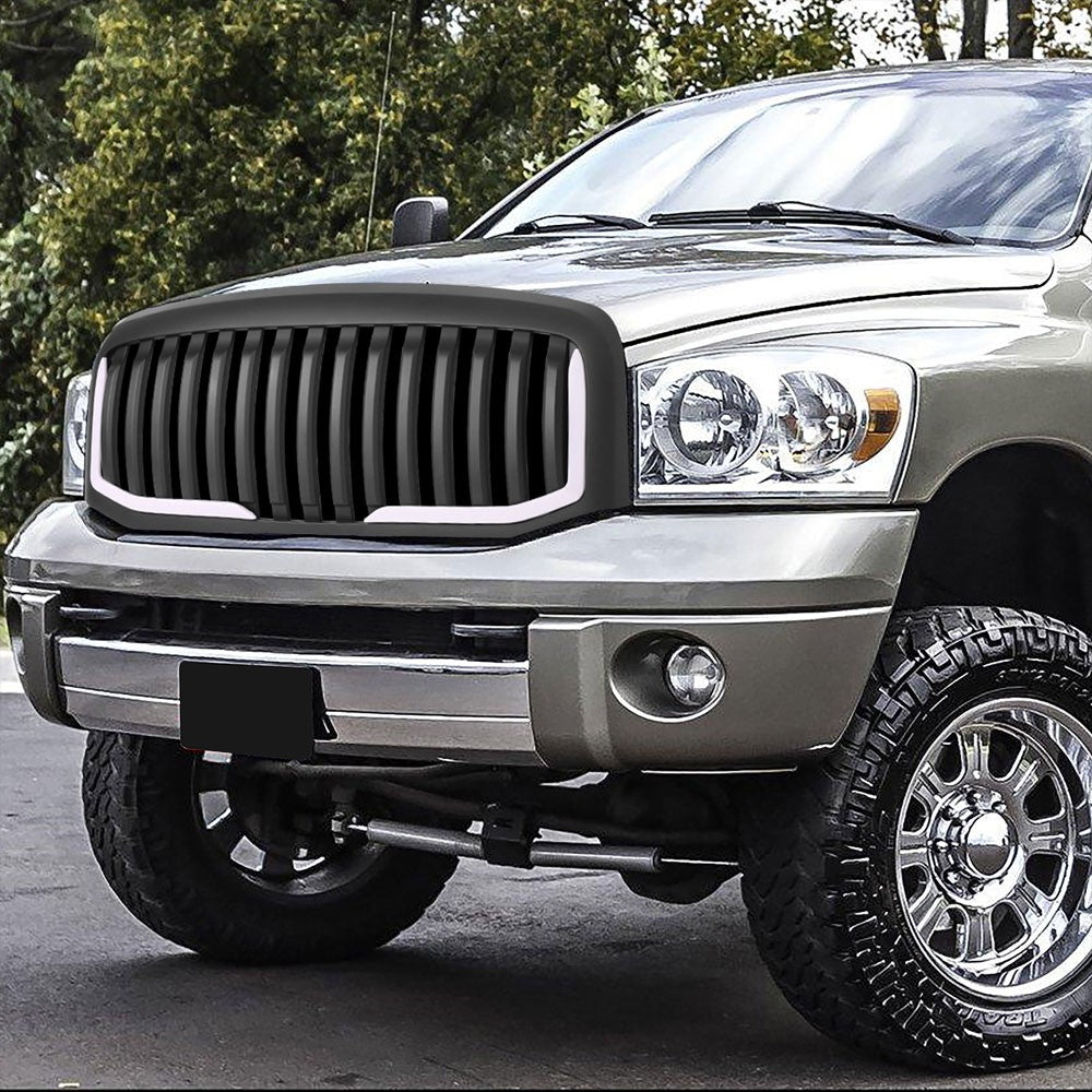 06-08 Ram 1500 Matte Black Vertical w/LED  Front Grille
