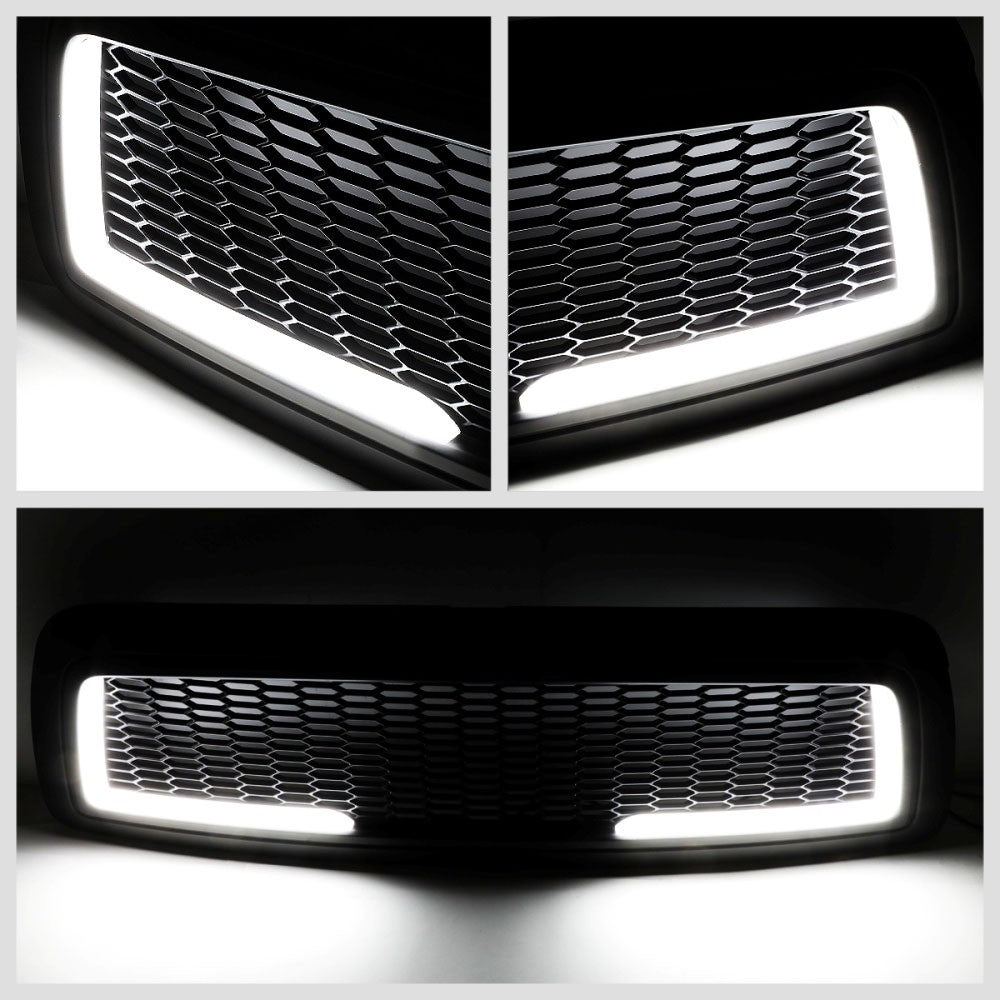 Black Matte Honeycomb Mesh Front Grille L-Shape LED Bar 09-12 Ram 1500 BFC-FGR-1-LB-008-T7