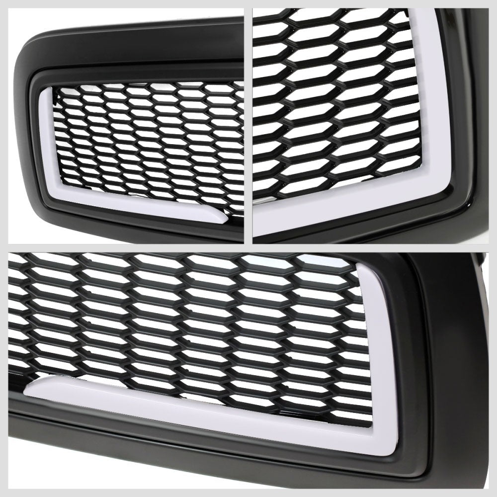 Black Matte Honeycomb Mesh Front Grille L-Shape LED Bar 09-12 Ram 1500 BFC-FGR-1-LB-008-T7