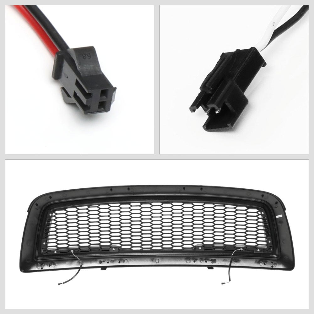 Black Matte Honeycomb Mesh Front Grille L-Shape LED Bar 09-12 Ram 1500 BFC-FGR-1-LB-008-T7
