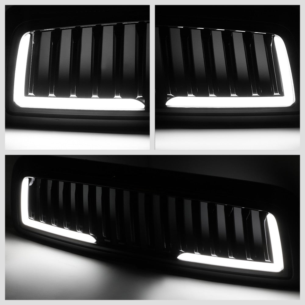 Black Glossy Badgeless Vertical Slat Style Front Grille w/LED For 09-10 Ram 1500