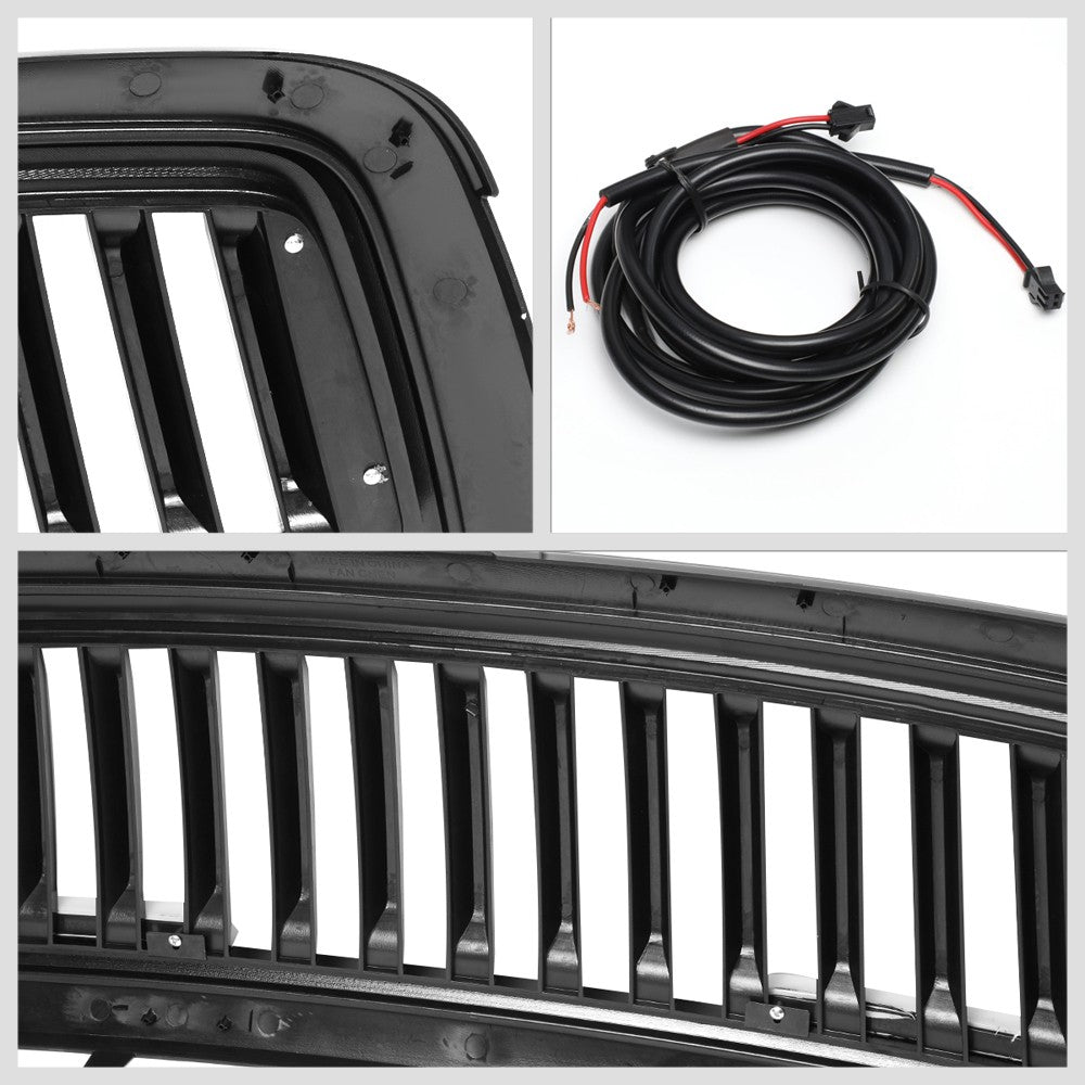 Black Glossy Badgeless Vertical Slat Style Front Grille w/LED For 09-10 Ram 1500