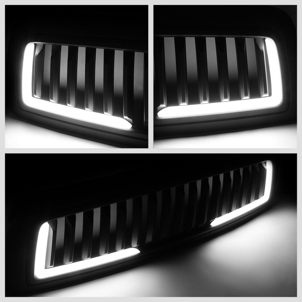 Black Matte Badgeless Vertical Slat Style Front Grille w/LED For 11-12 Ram 1500