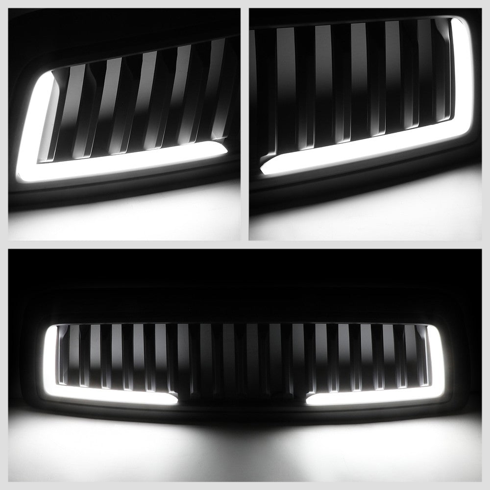 Black Matte Badgeless Vertical Slat Style Front Grille w/LED For 11-12 Ram 1500