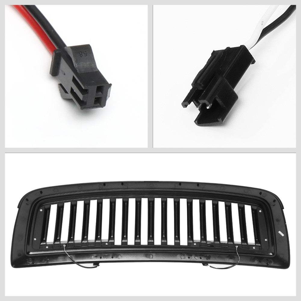 Black Matte Badgeless Vertical Slat Style Front Grille w/LED For 11-12 Ram 1500
