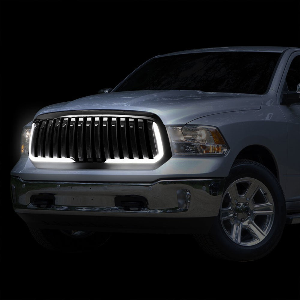 13-18 RAM 1500 Glossy Black Vertical w/LED  Front Grille