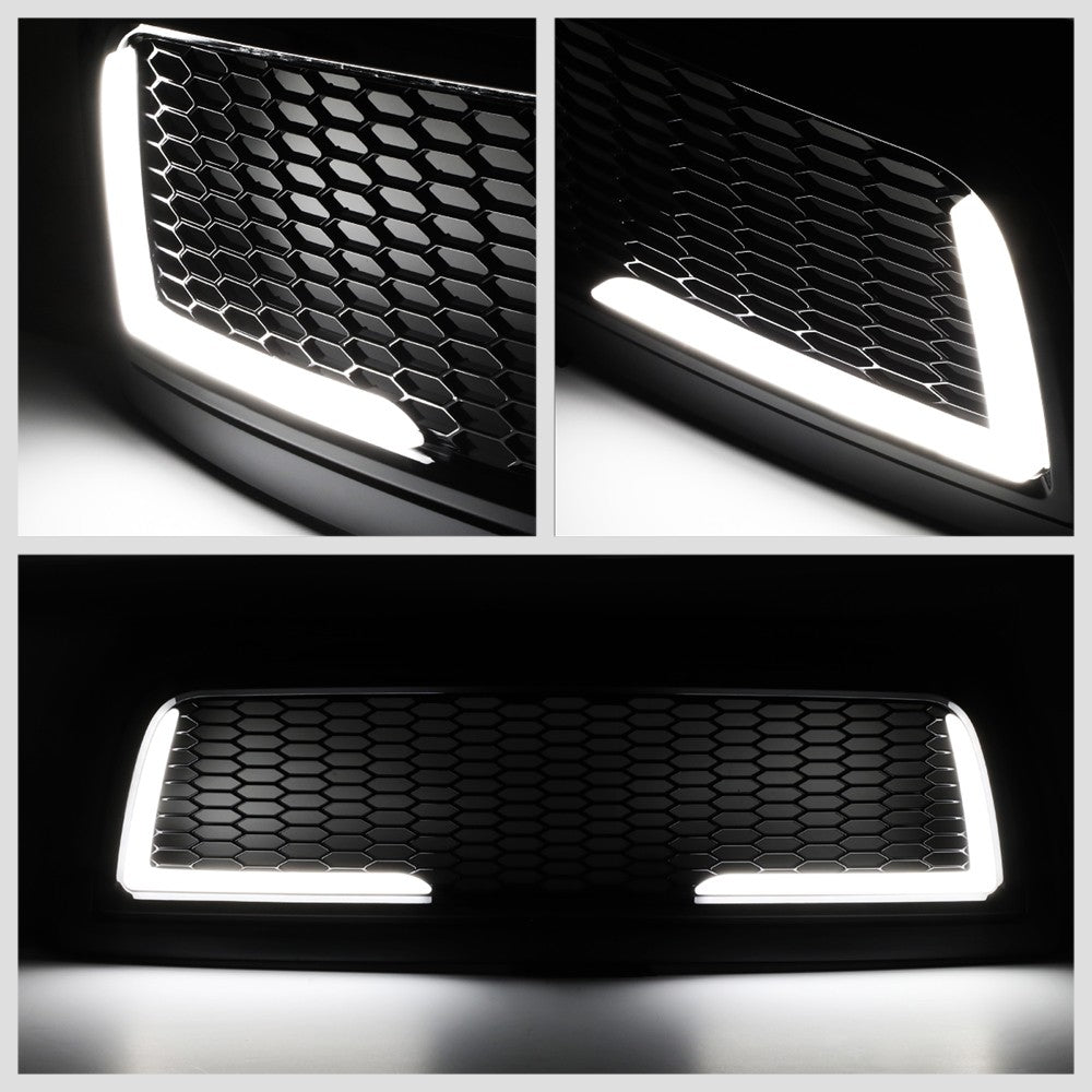 Black Glossy Badgeless Vertical Slat Style Front Grille w/LED For 10-18 Ram 2500 3500
