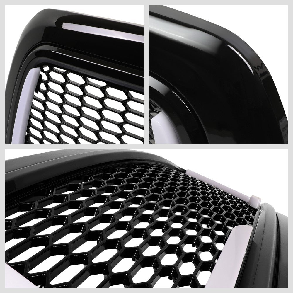 Black Glossy Badgeless Vertical Slat Style Front Grille w/LED For 10-18 Ram 2500 3500