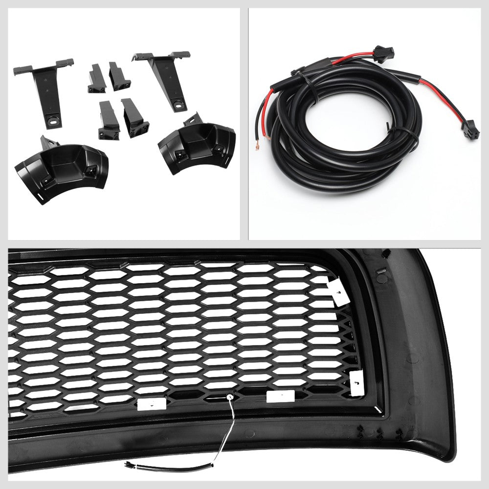 Black Glossy Badgeless Vertical Slat Style Front Grille w/LED For 10-18 Ram 2500 3500