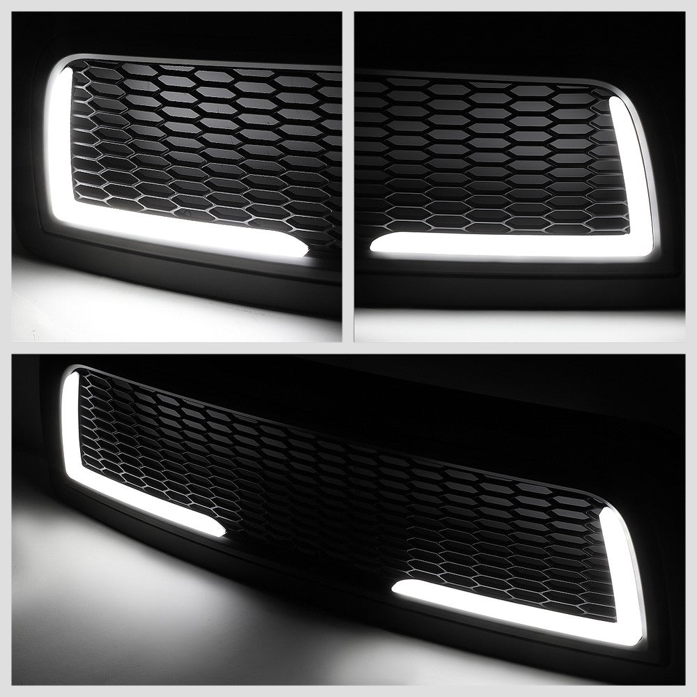 Black Matte Badgeless Vertical Slat Style Front Grille w/LED For 10-18 Ram 2500