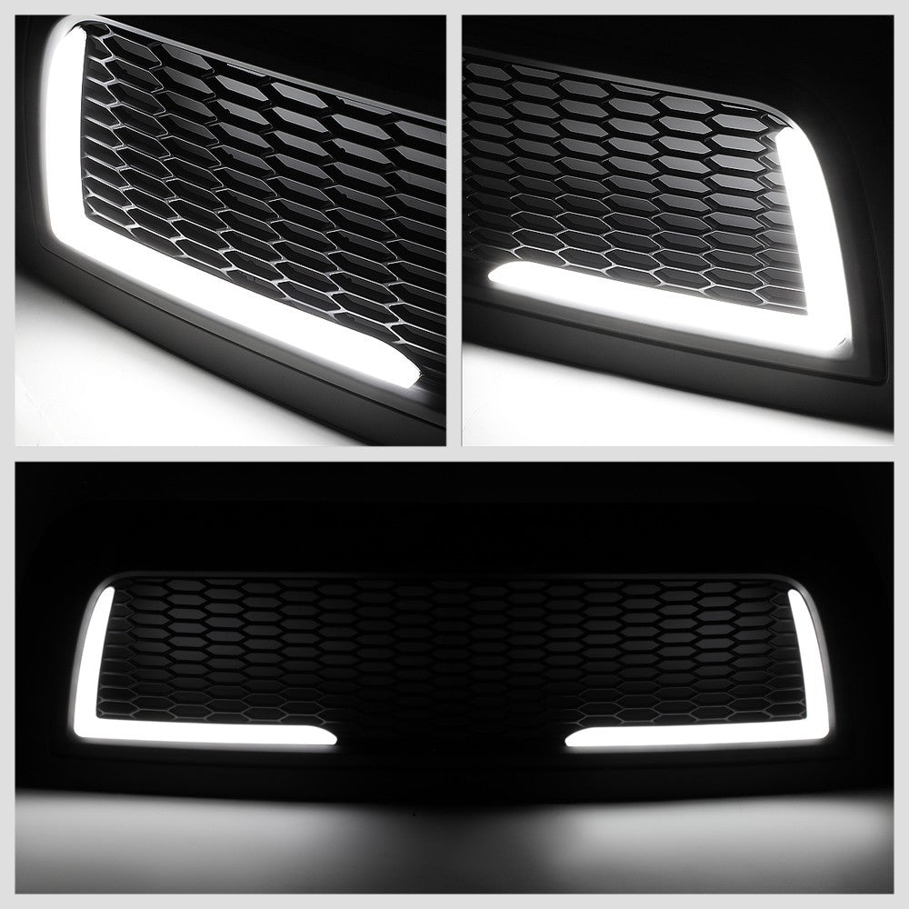 Black Matte Badgeless Vertical Slat Style Front Grille w/LED For 10-18 Ram 2500