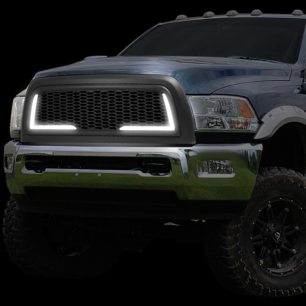 Black Matte Badgeless Vertical Slat Style Front Grille w/LED For 10-18 Ram 2500