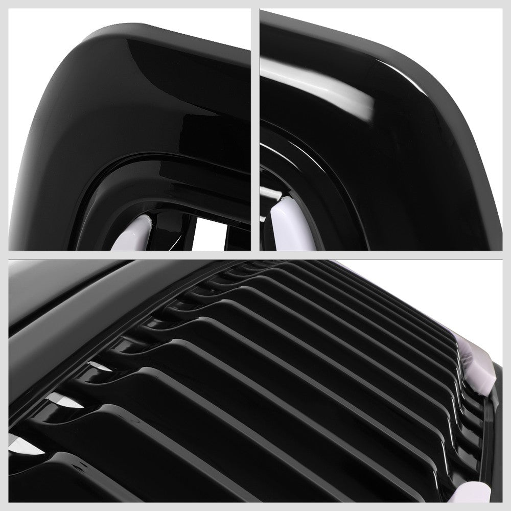 Black Glossy Badgeless Vertical Slat Style Front Grille w/LED For 10-18 Ram 3500