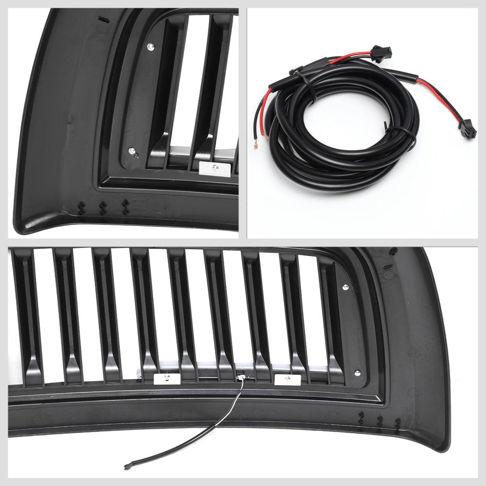 Black Glossy Badgeless Vertical Slat Style Front Grille w/LED For 10-18 Ram 3500