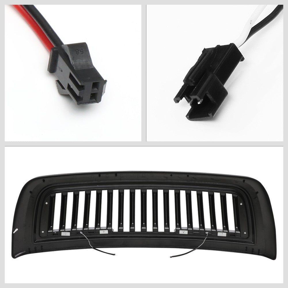 Black Glossy Badgeless Vertical Slat Style Front Grille w/LED For 10-18 Ram 3500
