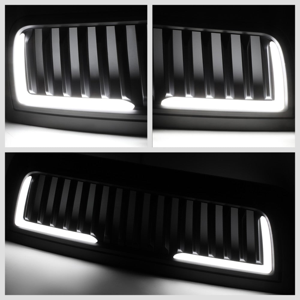Black Matte Badgeless Vertical Slat Style Front Grille w/LED For 10-18 Ram 3500