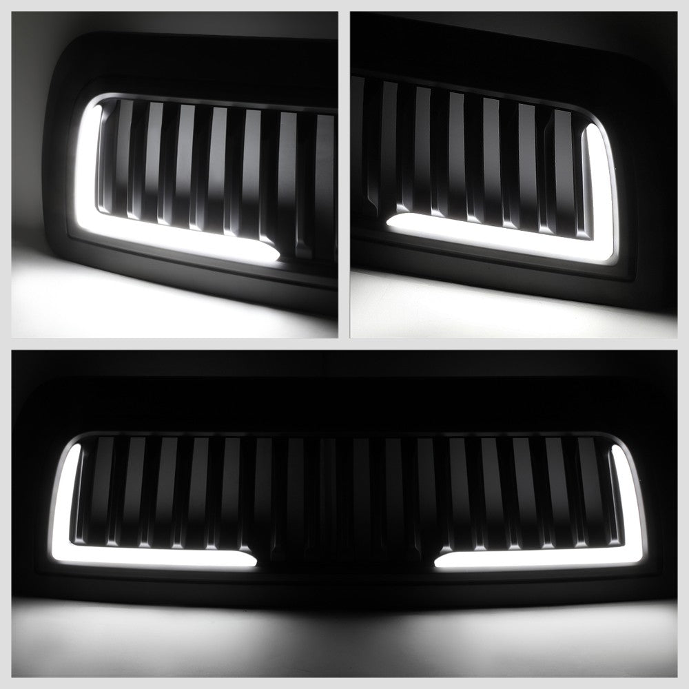 Black Matte Badgeless Vertical Slat Style Front Grille w/LED For 10-18 Ram 3500