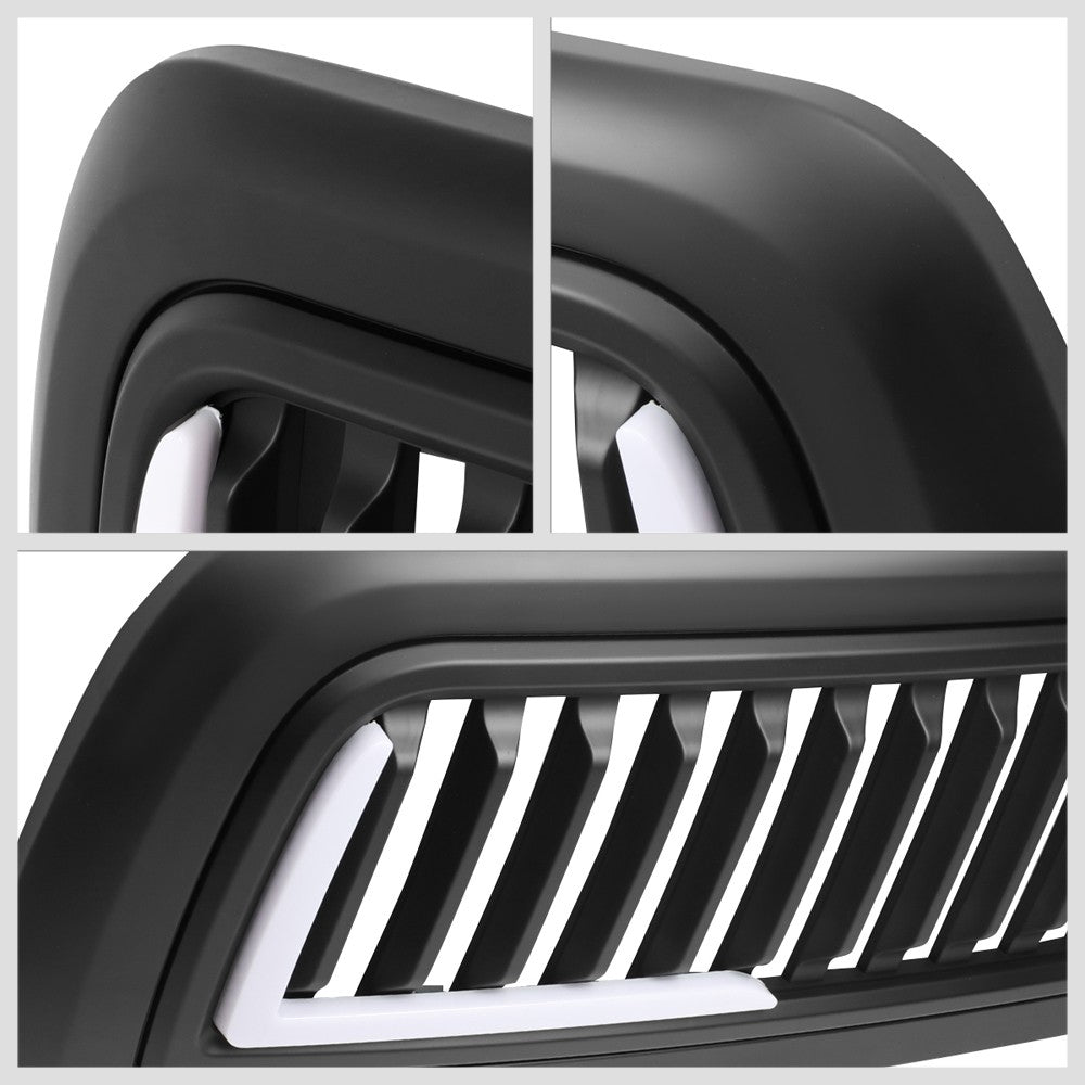 Black Matte Badgeless Vertical Slat Style Front Grille w/LED For 10-18 Ram 3500