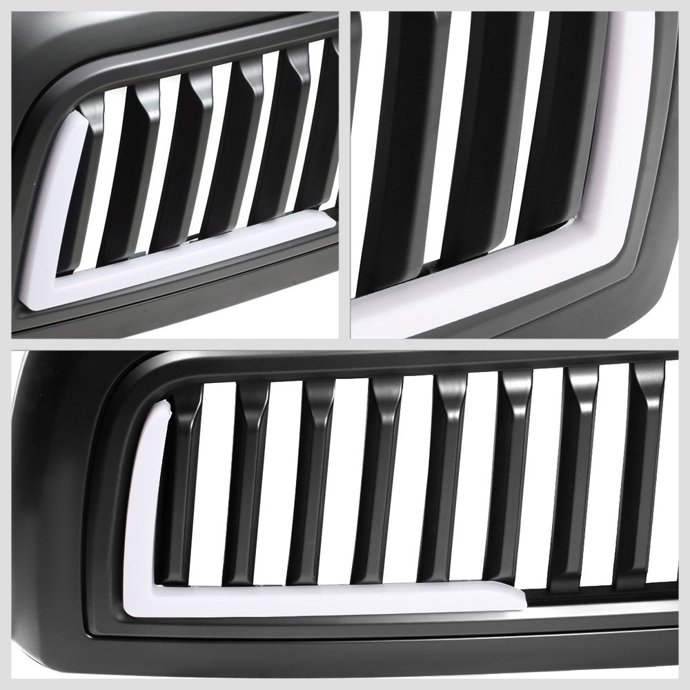 Black Matte Badgeless Vertical Slat Style Front Grille w/LED For 10-18 Ram 3500