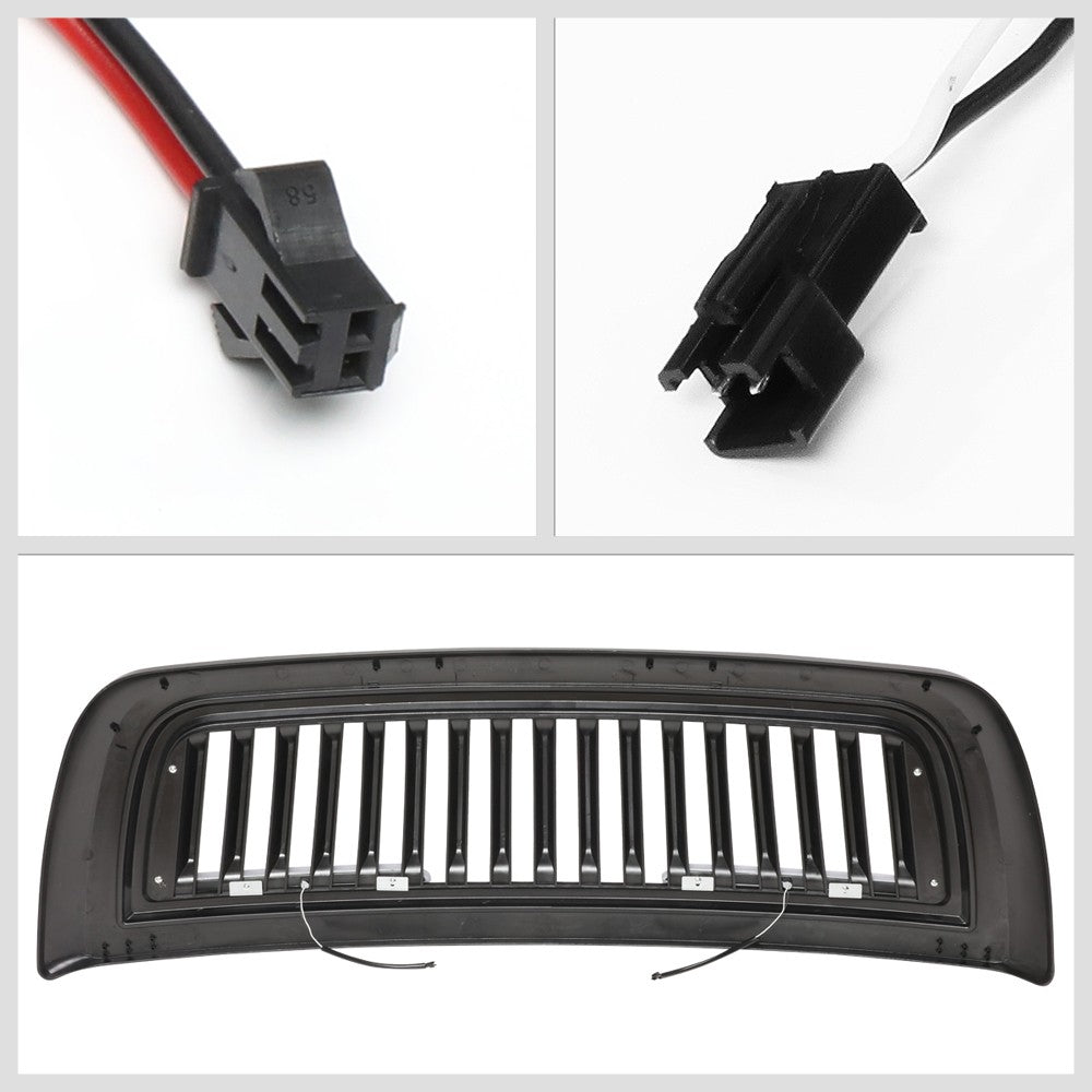 Black Matte Badgeless Vertical Slat Style Front Grille w/LED For 10-18 Ram 3500