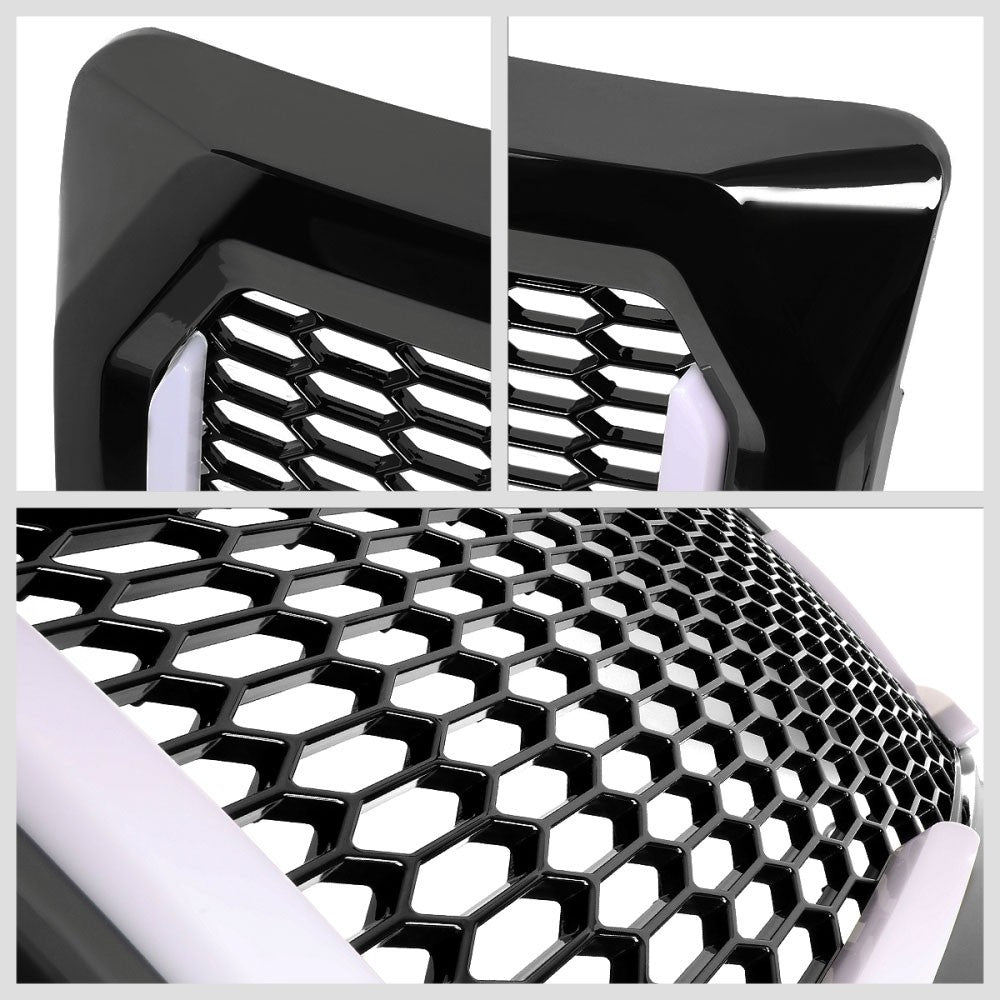 Black Matte Honeycomb Mesh Front Grille L-Shape LED Bar 09-14 F-150 BFC-FGR-1-LB-013-T6