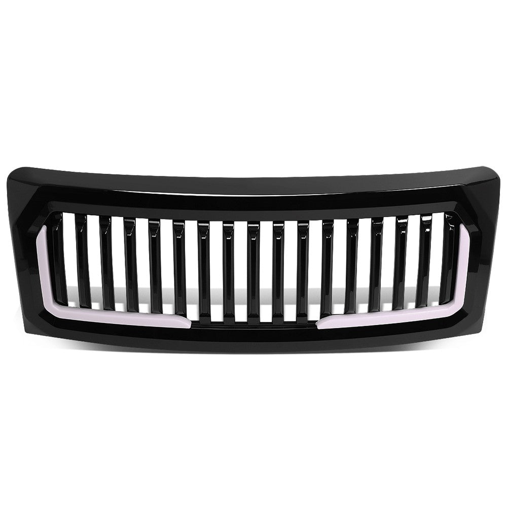 Black Glossy Badgeless Vertical Slat Style Front Grille w/LED For 09-14 F-150 BFC-FGR-013-T8