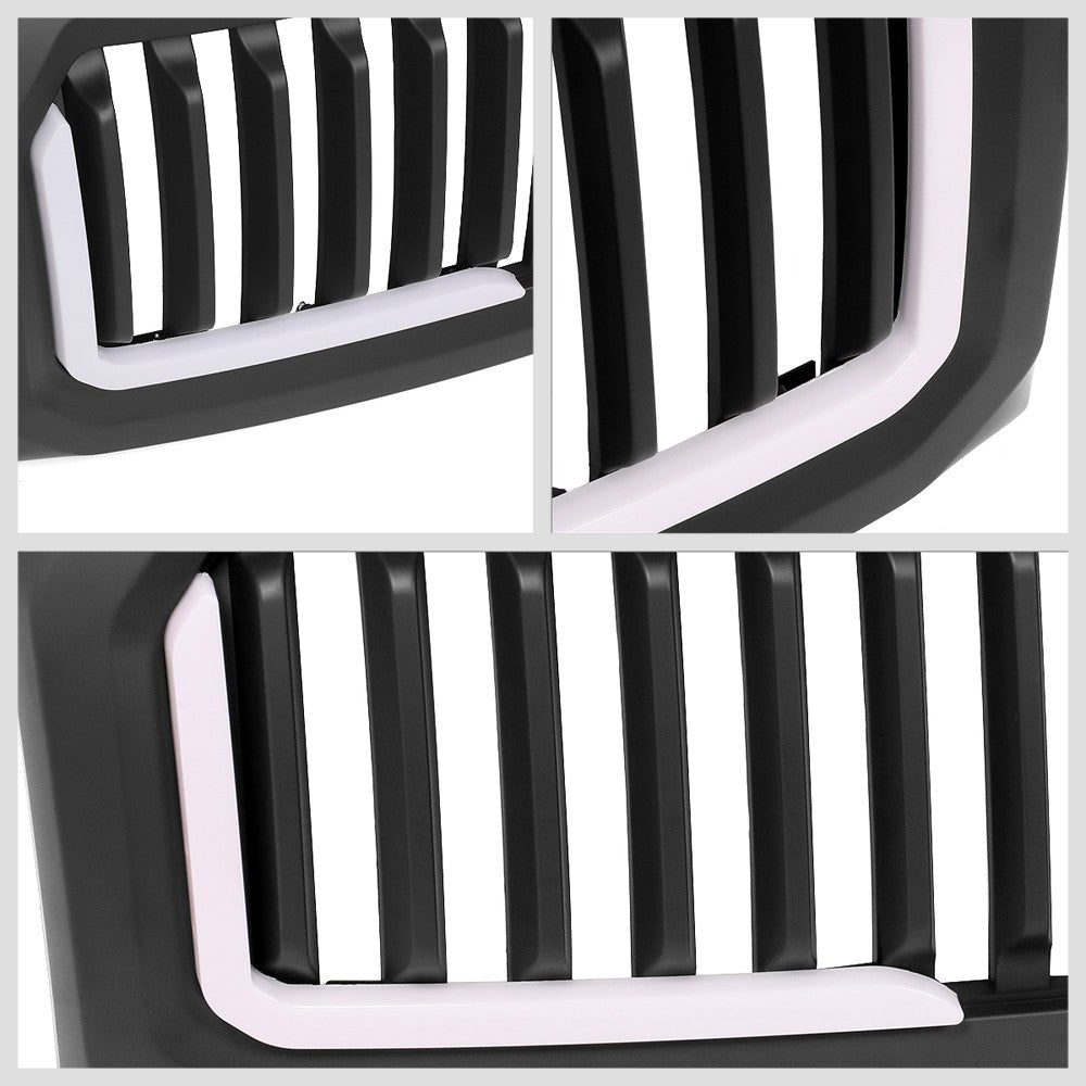 Black Matte Badgeless Vertical Slat Style Front Grille w/LED For 09-14 F-150