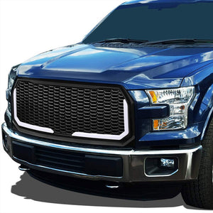 glossy-black-badgeless-honeycomb-mesh-front-grille-led-bar-for-15-17-ford-f-150