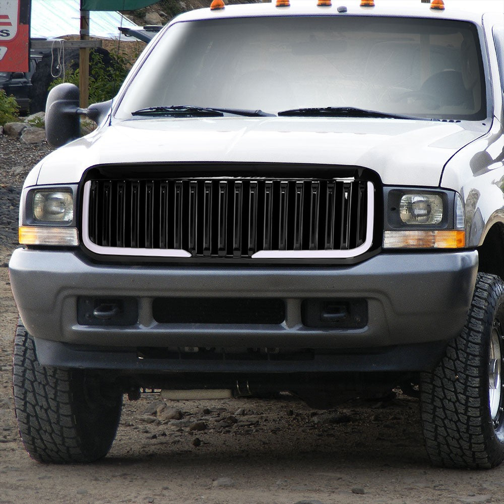 99-04 F-250 SD Glossy Black Vertical LED  Front Grille