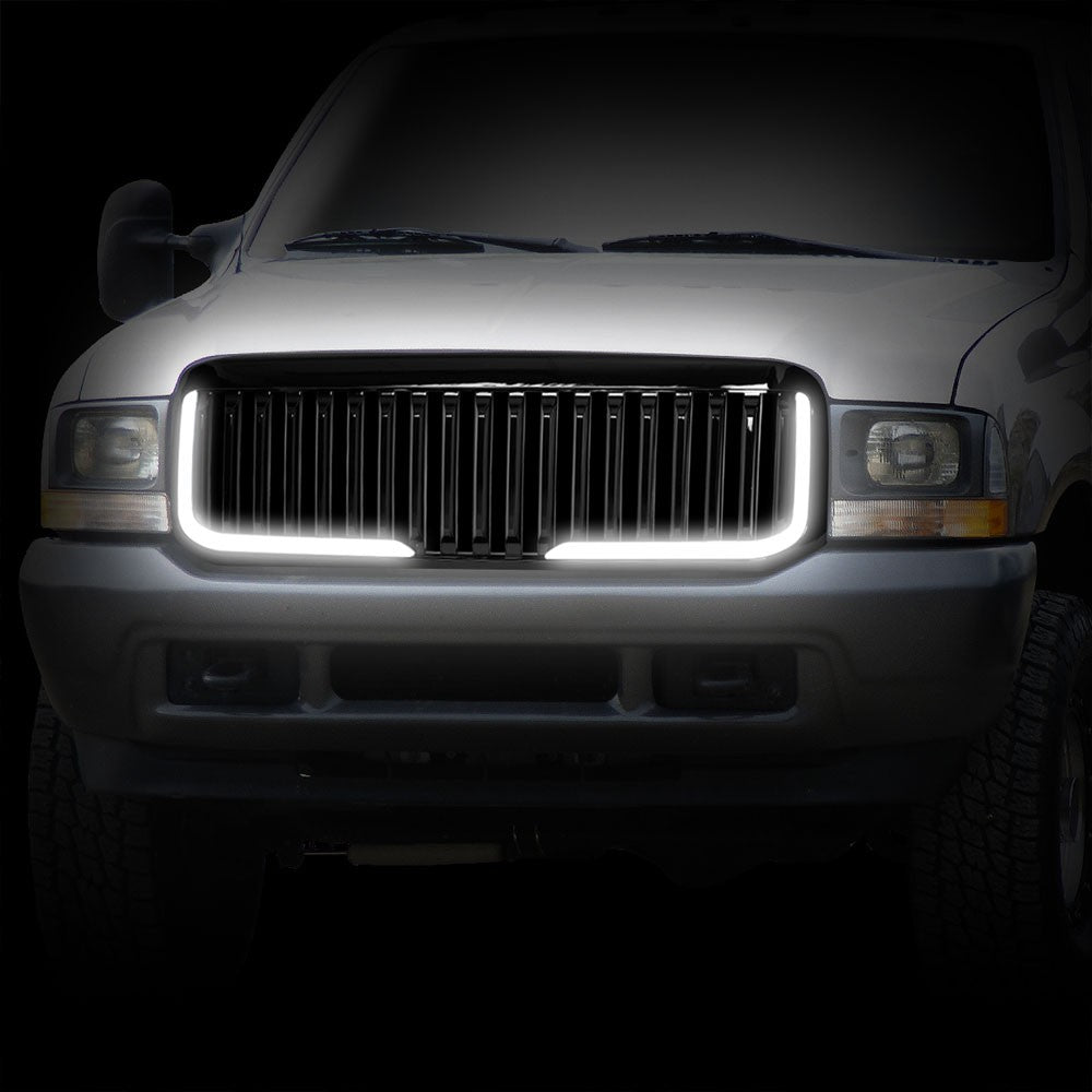 99-04 F-250 SD Glossy Black Vertical LED  Front Grille