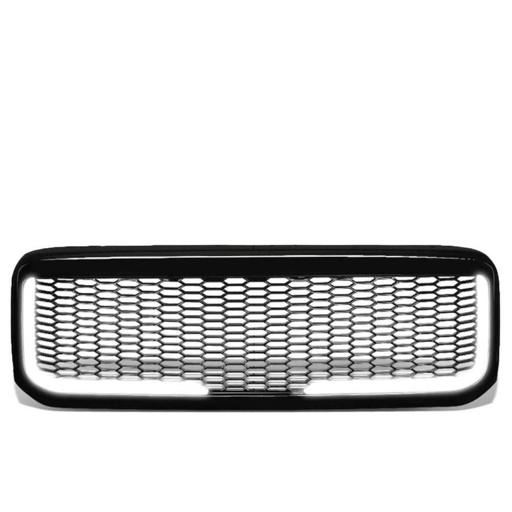 99-04 F-250 Super Duty Glossy Black Mesh w/LED  Front Grille