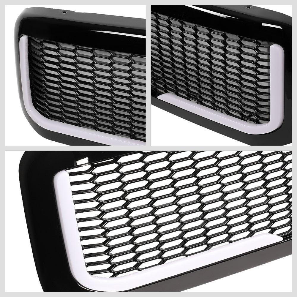 99-04 F-250 Super Duty Glossy Black Mesh w/LED  Front Grille