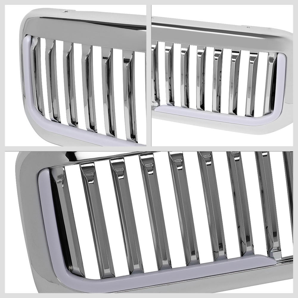99-04 F-250 SD Polished Chrome Vertical LED  Front Grille