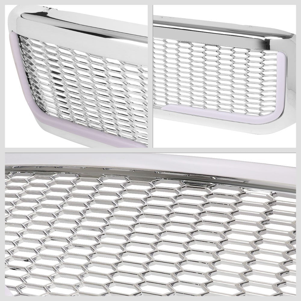 99-04 F-250 SD Polished Chrome Mesh LED  Front Grille