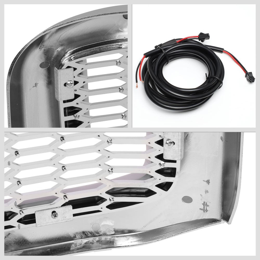 99-04 F-250 SD Polished Chrome Mesh LED  Front Grille