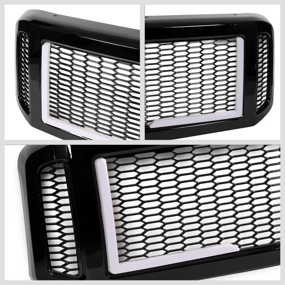 05 Ford Excursion Glossy Black Mesh w/LED  Front Grille