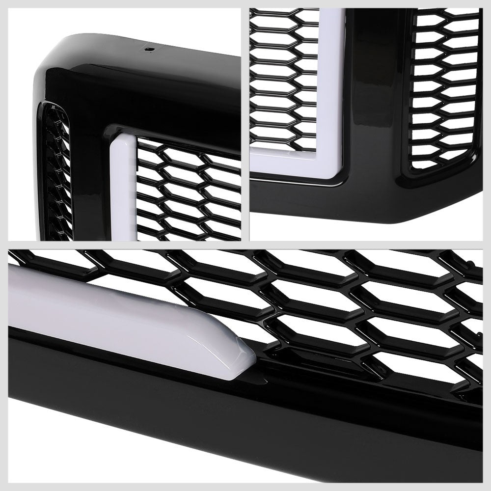 05 Ford Excursion Glossy Black Mesh w/LED  Front Grille