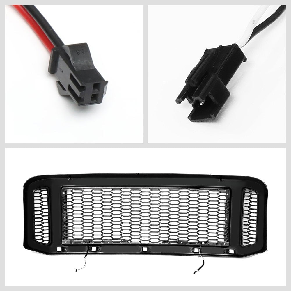 05 Ford Excursion Glossy Black Mesh w/LED  Front Grille