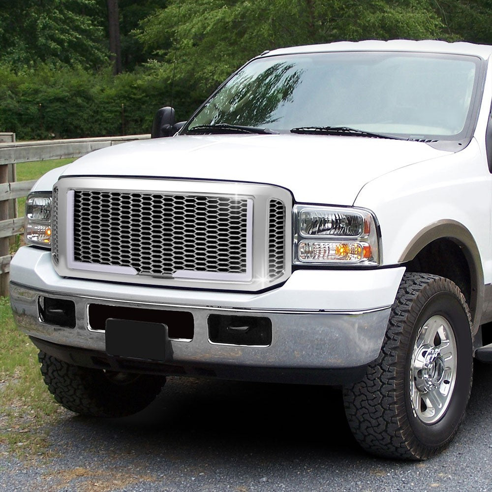 05 Ford Excursion Polished Chrome Mesh w/LED  Front Grille