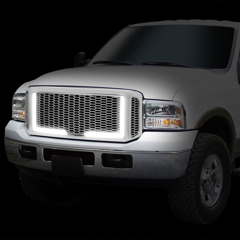 05 Ford Excursion Polished Chrome Mesh w/LED  Front Grille